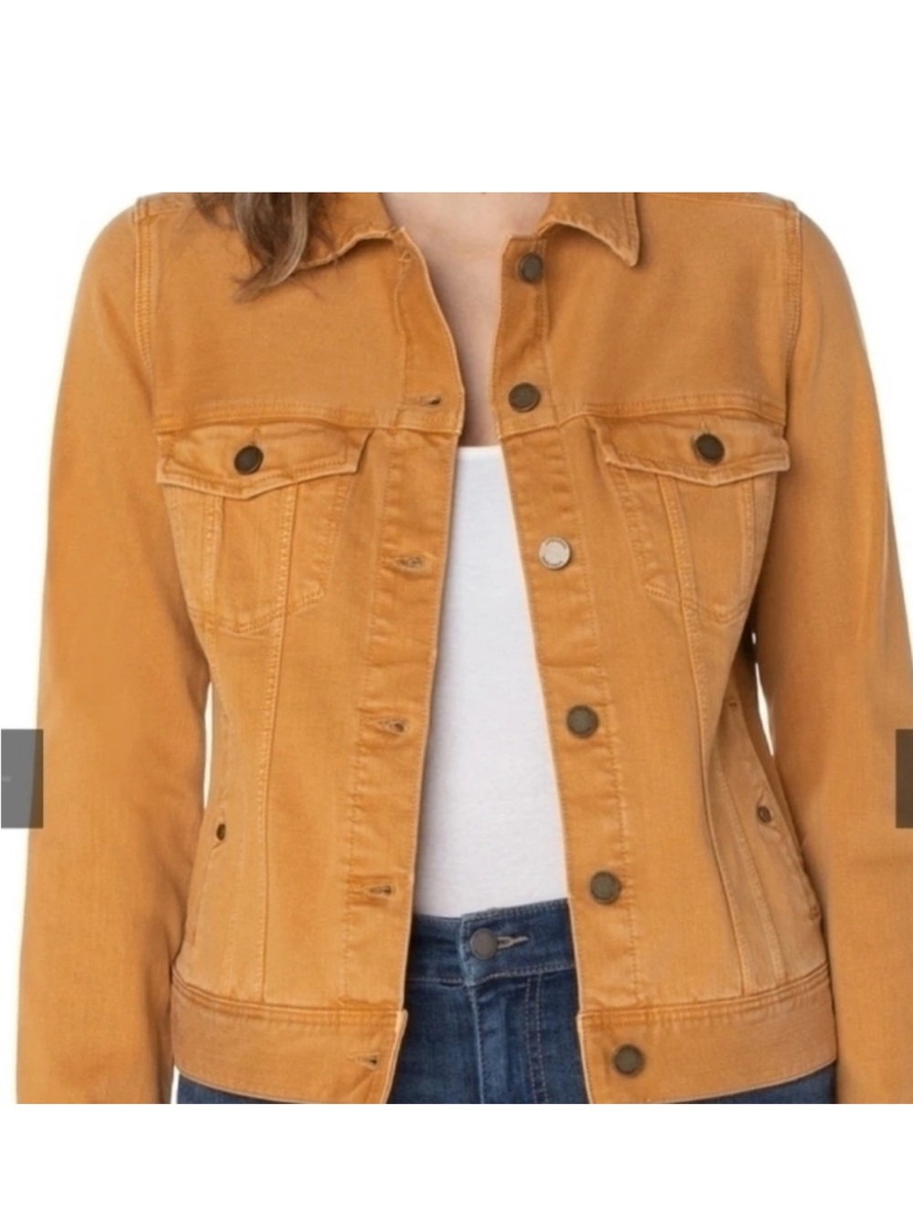Liverpool Los Angeles Ladies Stretch Denim Jacket Maple Sugar Brown Western Sz L